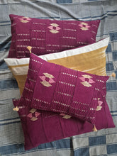 Load image into Gallery viewer, Yoruba Aso Oke Cushion Magenta Tassel