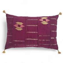 Load image into Gallery viewer, Yoruba Aso Oke Cushion Magenta Tassel