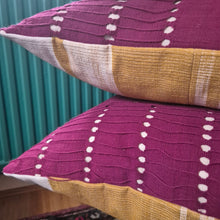 Load image into Gallery viewer, Yoruba Aso Oke Cushion Magenta III