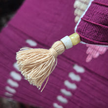 Load image into Gallery viewer, Yoruba Aso Oke Cushion Magenta Tassel