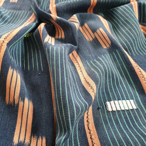 African Ikat Baule Cloth Marine