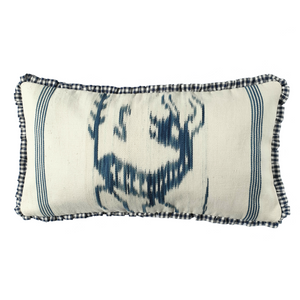 deer motif Indonesian Sumba indigo ikat cushion