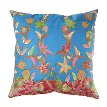 Load image into Gallery viewer, red and blue square batik cushion
