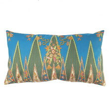 Load image into Gallery viewer, blue and green rectangle batik cushion
