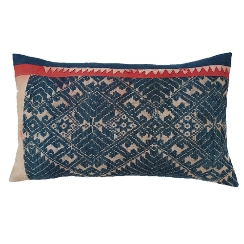 Lao Geometric Indigo Cushion Left