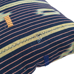 African Baule Cushion Blue Stripes