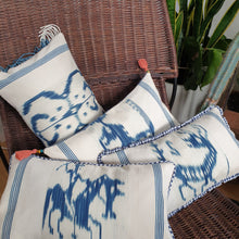 Load image into Gallery viewer, a group of Indonesian Sumba indigo ikat cushions