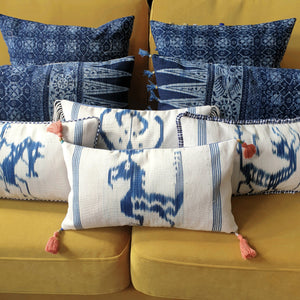 a group of indonesian indigo cushion