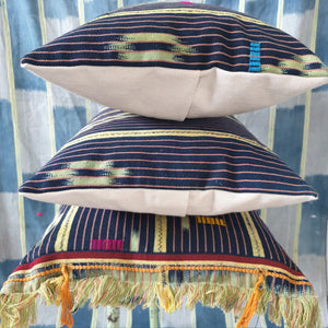 African Baule Cushion Blue Stripes