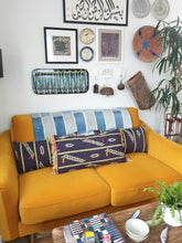 Load image into Gallery viewer, African Baule Cushion Blue Stripes