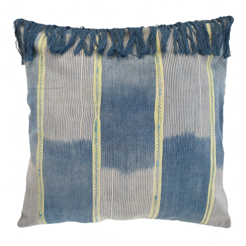 African Baule Ikat Cushion with Fringes